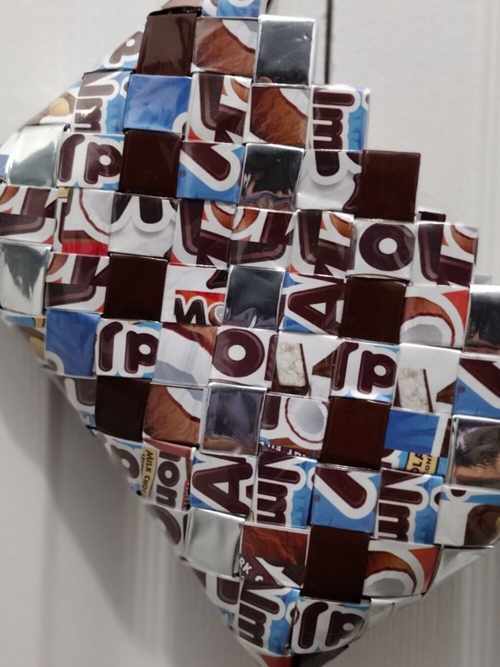 Nahui Ollin Recycled Candy Wrapper Wristlet Bag Eco Upcycled Chocolate Clutch - Picture 3 of 7